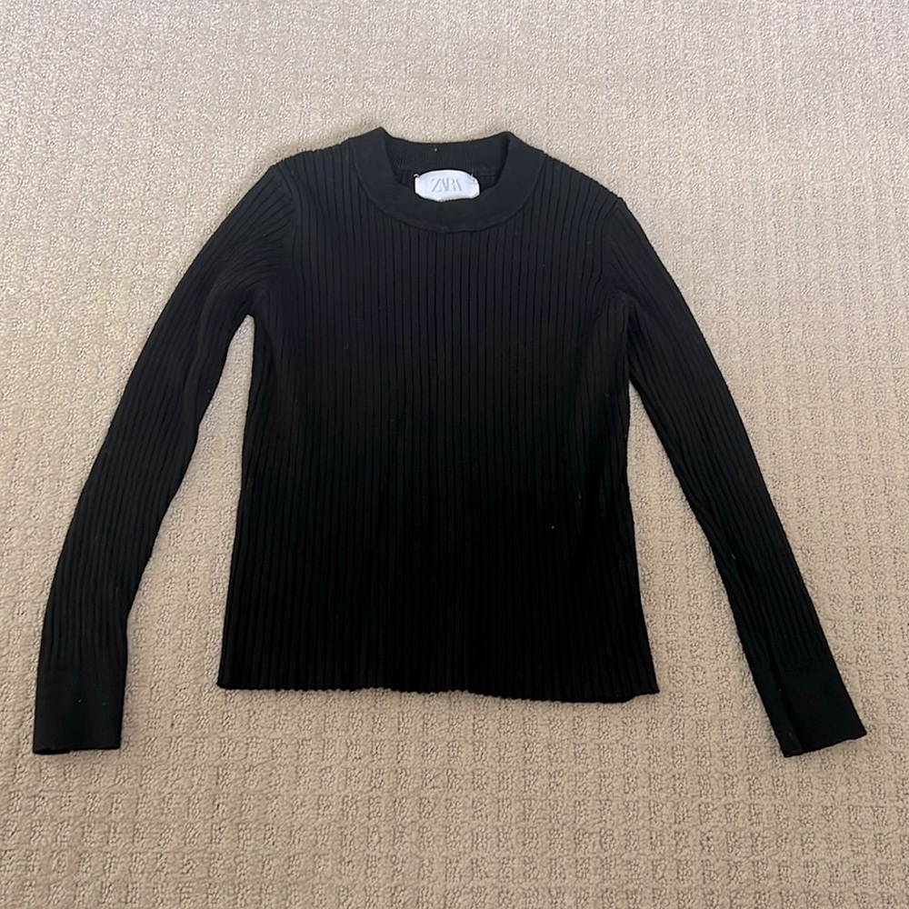 Zara Black Ribbed Sweater Girls Size 13/14